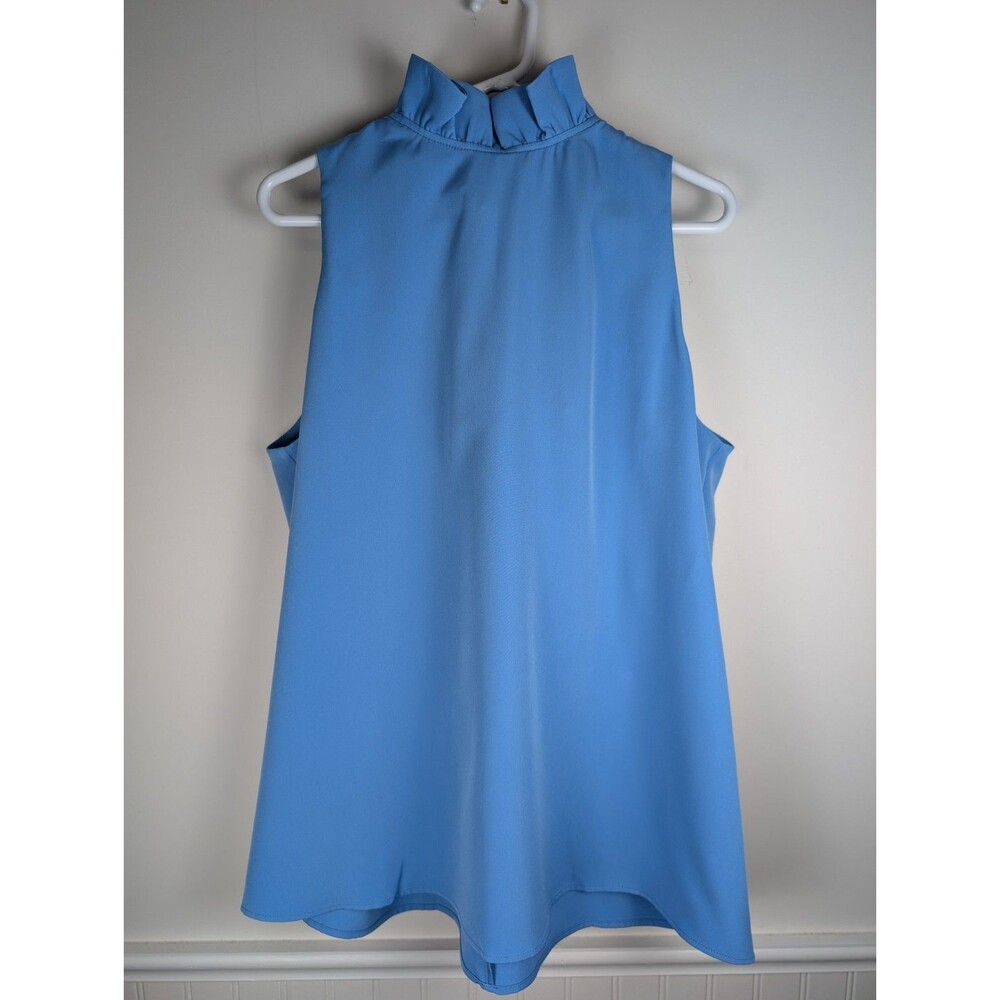 Tuckernuck Women's Top Sleeveless Mason Blue Ruffle Top Back Bow XXL Preppy